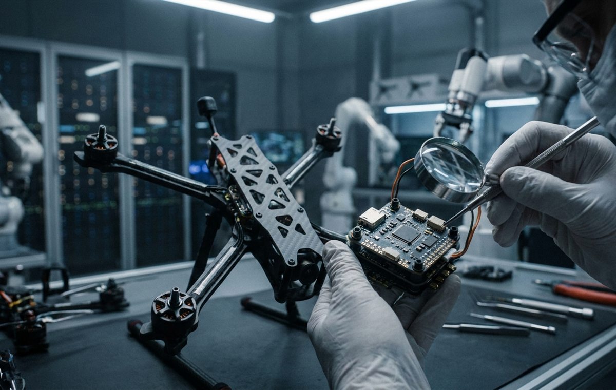 Montaż i kontrola elektroniki drona w laboratorium